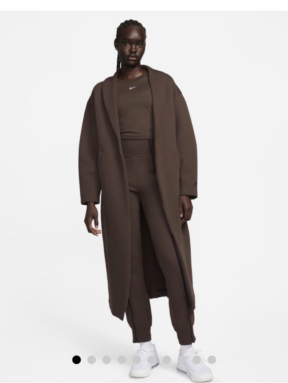 Nike Brown Longline Open Front Duster Coat Cardigan Size S